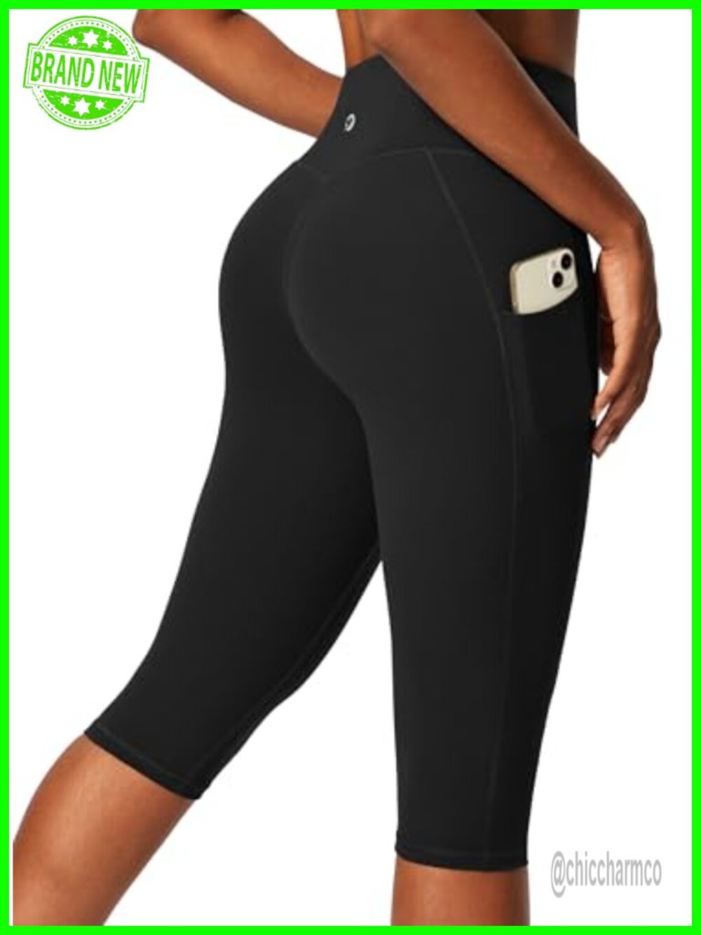 IUGA Capri Leggings with Pockets No Front Seam High Rise Yoga Pants 15"